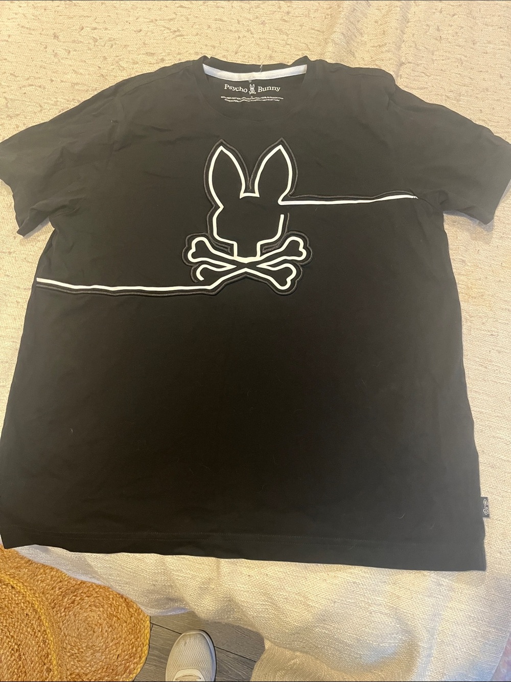Psycho Bunny Black Short Sleeve Tee with White Outline Logo